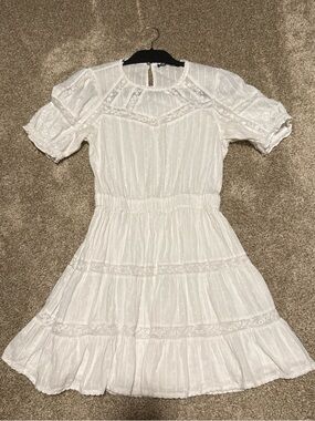 Zara White Lace Tiered Dress